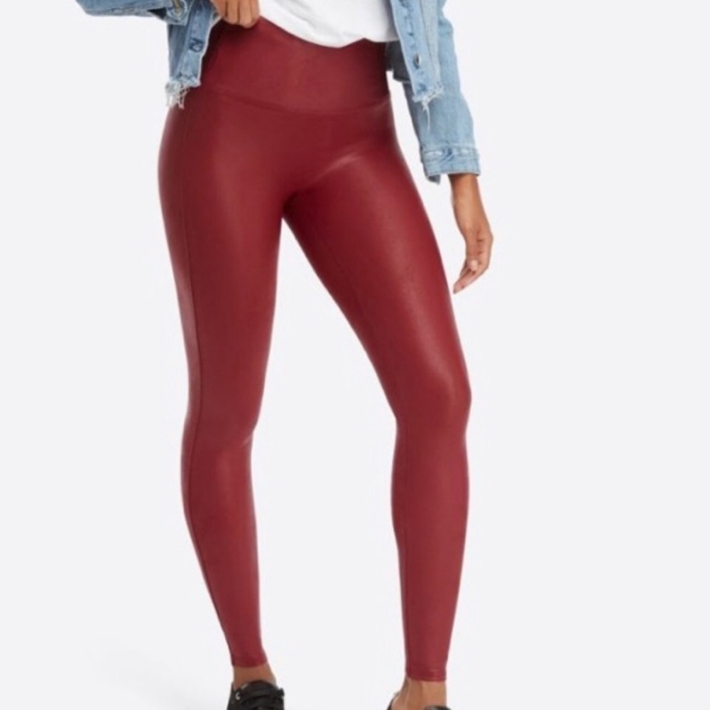 Spanx Faux Leather Leggings in Red